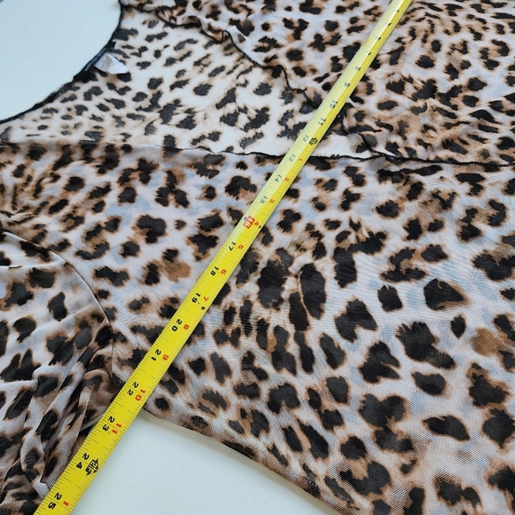 ASHLEY BLUE Women's Cover Up 3/4 Sleeve Open Front Animal Print Petite Mesh PL - Picture 11 of 12